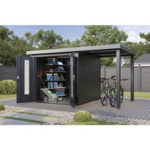 Finnhaus Wolff - Metall-Gerätehaus Elvar 3924 Anthrazit Gerätehaus aus Metall in Anthrazitgrau, Geräteschrank mit 0,55 mm Wandstärke inklusive