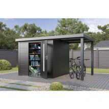 Finnhaus Wolff - Metall-Gerätehaus Thorin 3924 Anthrazit Gerätehaus aus Metall in Anthrazitgrau, Geräteschrank mit 0,55 mm Wandstärke inklusive