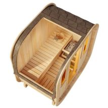 Fasssauna Scandicube Mini Xxs Fasssauna 1 Sitzbänke Aus Holz , Sauna Mit 42 Mm Wandstärke, Außensauna Mit Montagematerial - Finntherm
