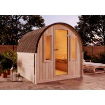Finntherm - Fasssauna aus Holz ScandiPod Outdoor-Sauna modern - Comfort 204 x 220 cm - naturbelassen