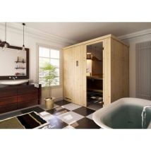 Innensauna Cenik Innensauna 1 Sitzbänke aus Holz , Saunakabine mit 40 mm Wandstärke, Dampfsauna mit Montagematerial Naturbelassen - Finntherm