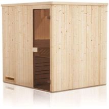 FinnTherm Innensauna Cenik Innensauna 2 Sitzbänke aus Holz , Saunakabine mit 40 mm Wandstärke, Dampfsauna mit Montagematerial