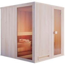 Finntherm - Innensauna Miranda Innensauna 3 Sitzbänke aus Holz , Saunakabine mit 40 mm Wandstärke Dampfsauna Naturbelassen