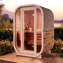 Sauna tonneau Finntherm Ellipso s Naturel Bois thermique, 42 mm Épaisseur de paroi 136 x 119 cm