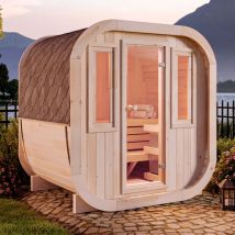 Sauna tonneau ScandiCube Mini xs Naturel , 42 mm Épaisseur de paroi 210 x 160 cm - Finntherm