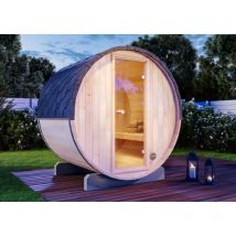 Sauna tonneau Mini xs Naturel Bois thermique, 42 mm Épaisseur de paroi 194 x 160 cm - Finntherm