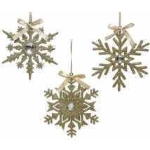 Decoris - Fiocchi di neve Oro da appendere. Pezzo Singolo