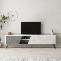 Decortie - Fiona Modern tv Stand Multimedia Centre tv Unit With Storage Cabinet 180cm - Ancient White / Retro Grey - Retro Grey