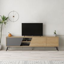 Decortie - Fiona Modern tv Stand Multimedia Centre tv Unit With Storage Cabinet 180cm - Oak / Anthracite Grey - Anthracite Grey