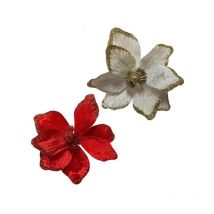 Pick Rametto magnolia d.23 cm con pinza colori assortiti addobbo albero Natale