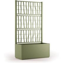 Fioriera con spalliera in plastica, separè grigliato piante rampicanti per esterno, terrazzo, giardino 80x36x140 h cm - Verde