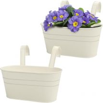 Fioriera da appendere in metallo beige (set di 2) - 27 x 12 cm - Fioriera da appendere con ganci rimovibili - Appendere per piante da interno,