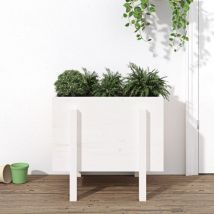 Fioriera da Giardino Bianca 62x50x57 cm Legno Massello di Pino - Vidaxl