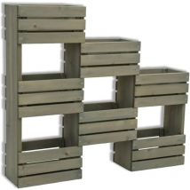 Fioriera da parete in Legno, con Ganci per Piante Aromatiche e Fiori, 83x15x75h