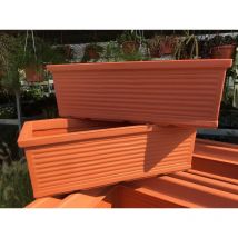 Fioriera rettangolare millerighe in resina da 100cm - Colore: Terracotta