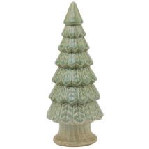 Fir Tree with Base - Ceramic - L12 x W12 x H29 cm - Green
