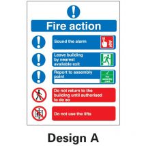Fire Action Vinyl Sign - 230 x 172mm - Sitesafe