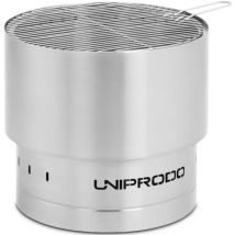 Uniprodo - Brasero para jardín - en acero inoxidable - con rejilla - 50 x 50 x 45 cm