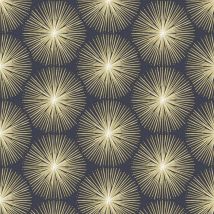 Art For The Home - Fire Circle Gold Navy Blue Wallpaper Pattern Paste The Wall Modern Abstract