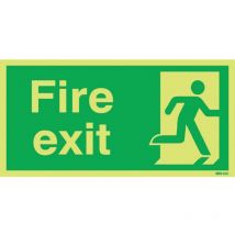 Fire Exit Man Right Photoluminescent Rigid pvc Sign - 450 x 150mm - Sitesafe