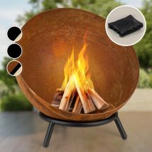 Blum - feldt Brasero Exterieur pour le Jardin, Brasero Plancha Portable avec Grille de bbq, Pare-Etincelles et Bol en Acier, Brasero Barbecue avec