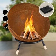 Blum - feldt Brasero Exterieur pour le Jardin, Brasero Plancha Portable avec Grille de bbq, Pare-Etincelles et Bol en Acier, Brasero Barbecue avec