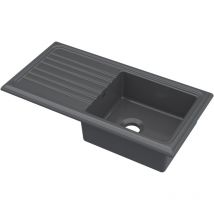 Balterley - Fireclay Ceramic Single Bowl Kitchen Sink & Grooved Drainer - 1010mm - Soft Black - Soft Black