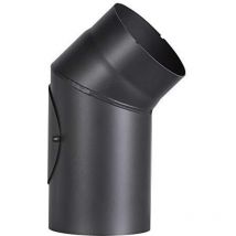 Firefix - R150/B4 - Tubo per canna fumaria in acciaio spesso 2 mm, diametro 150 mm, per stufe e fuochi d'artificio, Senotherm, 45°, con porta di