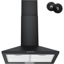 Cappa a parete 60cm ricircolo aria 308m³/h con filtro CC110 a carboni attivi piramide acciaio inox opaco 3 livelli di potenza, nera - Firegas