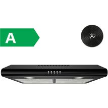 Firegas - Cappa Aspirante 60 Cm, Cappa Sottopensile Con Motore Brushless, 3 Livelli Potenza, 250m³/h, Luce Led, Filtro Carbone, Nero [classe Di 