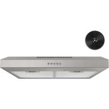 Cappa Aspirante 60 cm, Cappe a muro, Sottopensile Cappa da Cucina, 3 Velocità, Luci led, Modalità di Scarico e Ricircolo, Argento - Firegas