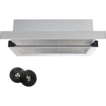 Cappa aspirante da incasso 60 cm, cappe da incasso per cucine, potenza di estrazione 345,3 m³/h, ricircolo o scarico, 2 velocità, controllo