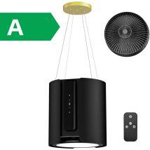 Hotte îlot Centrale a 380m ³/ h 39.5cm - Hotte Aspirante 9 Vitesses - Hotte Suspendue Recyclage -Noir-Classe énergétique a - Firegas