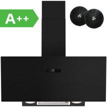 Hottes Aspirantes 90cm, Hotte de Cuisine Inclinée, 578m³/h Puissance d'aspiration élevée, Evacuation ou Recyclage,A++ - Firegas