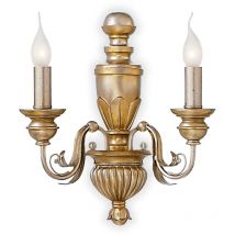 Ideal Lux - Dora - Aplique de pared con vela para interior, 2 luces, latón antiguo, E14