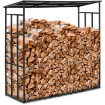 Hillvert - Firewood Rack with Roof 400 kg Steel Black