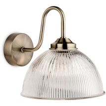 Firstlight Ashford - 1 Licht Wandleuchte Antik Messing mit klarem Rippenglas, E14