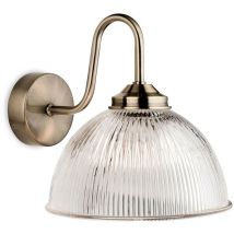 Firstlight Products - Firstlight Ashford - 1 Light Wall Light Antique Brass with Clear Ribbed Glass, E14