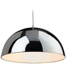 Firstlight Bistro - Sospensione a soffitto a 1 luce a cupola cromata, interno bianco, attacco E27