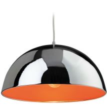 Firstlight Bistro - Sospensione a soffitto a cupola a 1 luce cromata, interno arancione, attacco E27