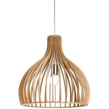 Firstlight Products - Firstlight Cadiz - 1 Light Cage Ceiling Pendant Natural Wood, E27
