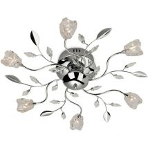 Firstlight Cindy - Plafoniera multibraccio a 6 luci, cromata, vetro trasparente, lampadina G4