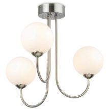 Firstlight Lyndon Globo a 3 luci da incasso in acciaio spazzolato con vetro bianco opalino