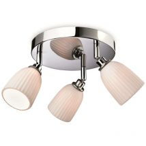 Firstlight Products - Firstlight Metro - 3 Light Bathroom Flush Chrome, Porcelain Shades IP44, G9