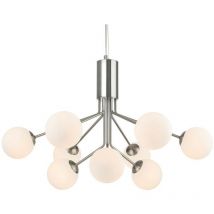 Firstlight Montana 9 Light Globe Fitting Brushed Steel with Opal White Glass