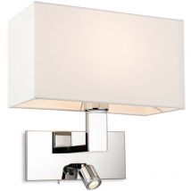 Firstlight Raffles Lampada da parete con luce di lettura commutabile regolabile cromata con paralume crema