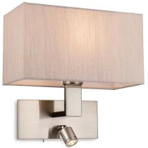Firstlight Products - Firstlight Raffles Wall Lamp with Adjustable Switched Reading Light Brushed Steel with Oyster Shade