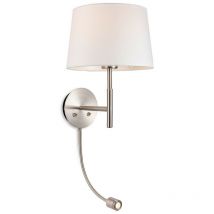 Firstlight Seymour Lámpara de pared clásica conmutada con luz de lectura ajustable de acero cepillado con pantalla color crema