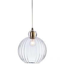 Firstlight Products - Firstlight Victory - 1 Light Globe Ceiling Pendant Antique Brass, Clear Glass, E27