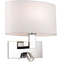 Firstlight Webster Wall Lamp with Adjustable Switched Reading Light Chrome with Oval Cream Shade